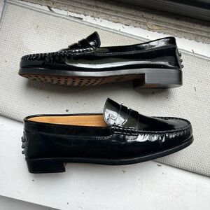 TOD'S Black Patent Leather Loafers Size 7.5